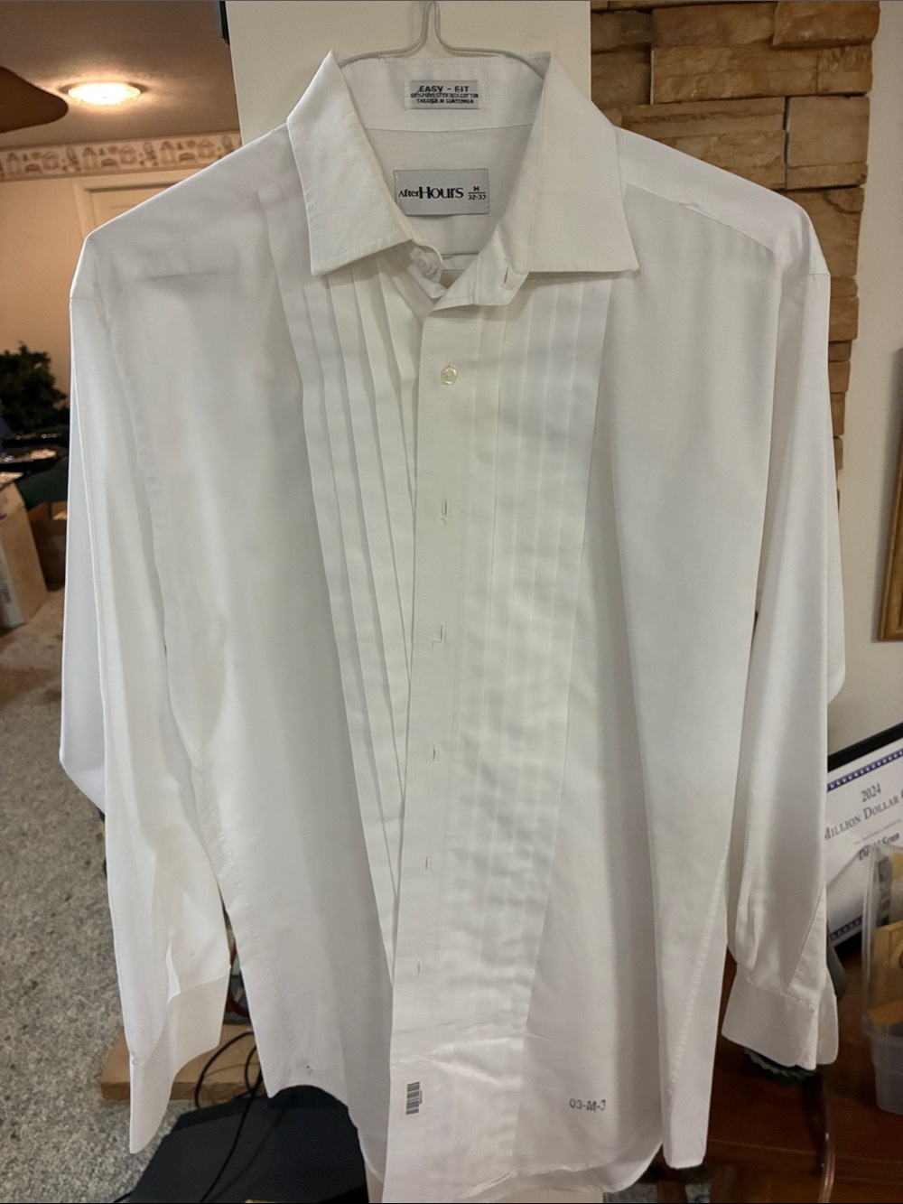 After Hours White Pleated-Front Dress Shirt